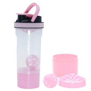 Bouteille <span class=keywords><strong>shaker</strong></span> en plastique pour protéines de sport, 20 oz, avec compartiment de rangement et couvercle à poignée, compatible lave-vaisselle - Product Image 1