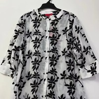 Lots de surplus de stock – Blouse brodée en polyester à manches courtes style chinois pour femme grande taille