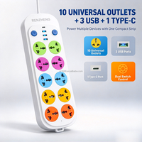 Multiprise avec USB-C, rallonge 10 prises 3 ports USB, extension multiprise avec interrupteurs individuels