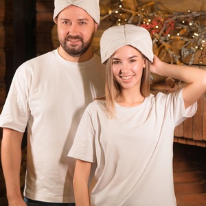 Chapeau de sauna en coton naturel biologique à la mélisse pour aromathérapie, idéal pour le bain, le spa et la relaxation (vente en gros) - Product Image 4