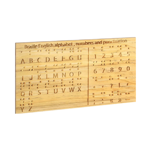 Herramienta educativa Montessori, puntos tallados para personas videntes, salas de escape, tablero de alfabeto Braille de madera - Product Image 1