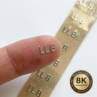 Autocollant de logo 3D personnalisé en micro-métal, résolution 8K, étiquette de transfert en nickel pour lettres de 3 mm minimum, pour mini-tubes cosmétiques