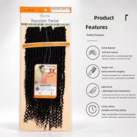 Extensions de cheveux au crochet africaines 3X PASSIONTWIST 18 pouces 170g 36 mèches double trame machine style simplicité perruque dreadlock