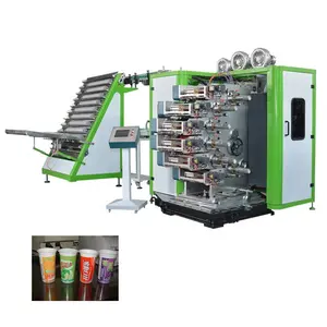 customized JinXin brand high speed plc control pp hips ps pet plastic cup offset printing machine 4 color