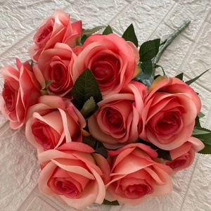 Ramo de rosas de seda Artificial, <span class=keywords><strong>accesorios</strong></span> nupciales para boda, Borgoña - Product Image 1