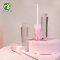 Tube de gloss à lèvres rose transparent au design populaire avec logo personnalisé, bouchon à vis, nouveau, unique, grand applicateur