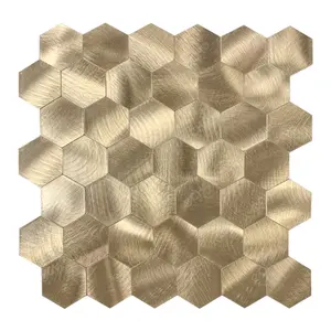 Ready to ship backsplash de azulejos de mosaico hexagonais de alumínio cor bronze