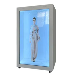 Transparent Display 86 Inch Human Size Interactive 3d Hologram Box Transparent Lcd Showcase Touch Screen Holoportation Real Time Projection