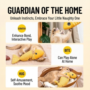 ของเล่นแมว 3 ขนาด รูปปลา ของเล่นแบบมีปฏิสัมพันธ์ พร้อมแคทนิป สำหรับแมวเล่น - Product Image 3