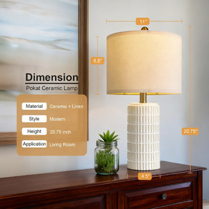 Lámpara de mesa de cerámica moderna E27 con LED, pantalla blanca, cuida la vista, iluminación para dormitorio y escritorio - Product Image 4