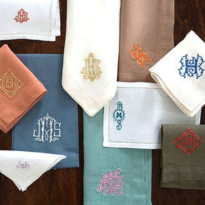 ผ้าเช็ดปากคอกเทลทำด้วยมือทำจากผ้าลินินแท้100% ผ้าปูรองจานปักอักษรพร้อมโลโก้ออกแบบได้ตามต้องการ - Product Image 2