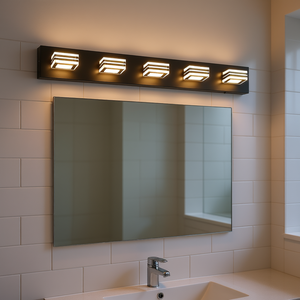 Modern 34 In <b>Led</b> <b>Vanity</b> Light Black Iron Wall Fixture Dimmable Warm White Bathroom <b>Mirror</b> Lighting - Product Image 2