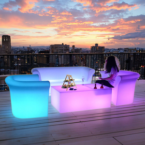 Juego de sofá seccional moderno con luz Led, juego de sofá y mesa de hotel de plástico iluminado que cambia de Color Rgb - Product Image 1