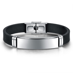 Bracelet en cuir, silicone et acier inoxydable, 12 mm, bleu, noir, couleur acier, unisexe, cadeau, bijoux - Product Image 2