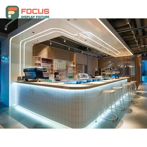 ตู้โชว์กาแฟแบบกำหนดเอง ผิวลามิเนตไม้ พร้อมพื้นที่จัดแสดงขวดไซรัป ตู้โชว์หน้าร้าน - Product Image 1