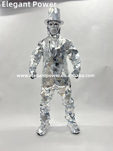Traje de Espejo Dorado y Plateado para Hombre, Traje de Espejo con Sombrero de Copa Plateado, Disfraz para Actuaciones en Escenario, Chaqueta de DJ, Ropa de Bailarín para Adultos - Product Image 2
