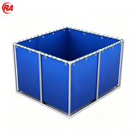 Bassin à poissons pliable carré en bâche PVC 5000L, grand réservoir d'aquaculture commercial pour crevettes