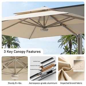 Parasol sur mesure avec refroidissement par air, lumières LED, roues, batterie solaire, pour sites sportifs, parasol cantilever commercial - Product Image 2