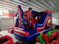 Château gonflable Spider-Man rouge et bleu, combo cool, thème de film, château de dessin animé, super-héros pour enfants, avec toboggan, pour l'intérieur