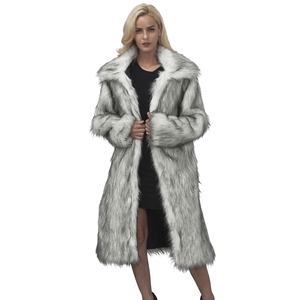 Veste longue élégante pour <span class=keywords><strong>femme</strong></span> en fausse fourrure tissée et brodée à motif léopard, idéale pour l'automne et l'hiver, style streetwear - Product Image 1