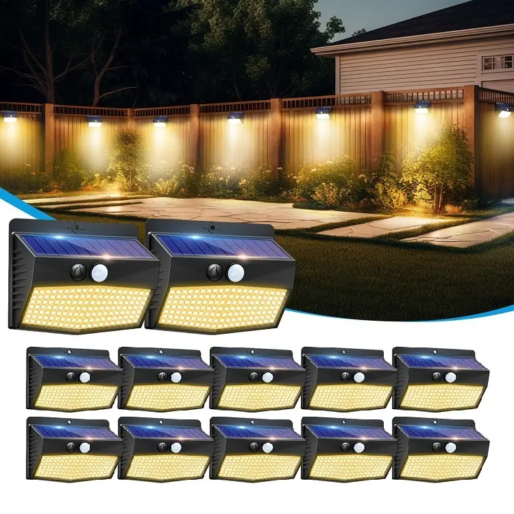 REJOHN 138led luz solar pequena super brilhante para parede, luz de rua LED para jardim com sensor de movimento para segurança externa