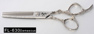 Tijeras Profesionales para Cortar y Entresacar Cabello FL-6030, Acero de Damasco, 6 Pulgadas, para Barbería y Salón, 30 Dientes - Product Image 5