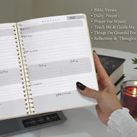Carnet à Spirale A5, Design Personnalisé, Cahier de Prière en Cuir Ligné de 180 Jours