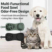 Bol pliable pour animaux de compagnie en silicone de qualité alimentaire, à deux zones, avec poignée en os antidérapante, pour chat et chien