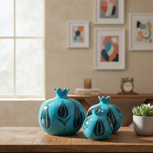 Jarrón de cerámica de Granada turquesa Diseño de porcelana elegante para decoración del hogar - Product Image 3