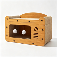 Grattoir à chat moderne classique grand format en papier et bois, 1 niveau, écologique, pliable, maison pour chat résistante à l'usure et sans perte de fibres