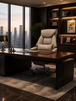 Fauteuil de bureau exécutif moderne inclinable en cuir véritable, confortable, ergonomique, dossier haut, accoudoirs réglables, en acier inoxydable, pour chambre à coucher