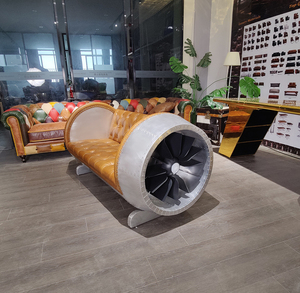 <span class=keywords><strong>Chaise</strong></span> d'avion volante vintage, siège de canapé en cuir véritable pour chambre à coucher ou hôtel, mobilier industriel de style loisirs - Product Image 3