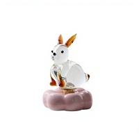 Figurine de lapin en verre rotative de style Murano, faite à la main, adorable lapin tournant, ornement pour la maison, le bureau, la table, cadeau de Pâques