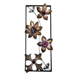 Luxury Rectangular Shape Hanging <b>Framed</b> Floral Gold Decorative Wall <b>Art</b> <b>Framed</b> Iron - Product Image 2