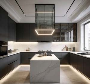 BALOM Fournisseur de cuisines sur mesure de haute qualité Ensemble complet en bois avec évier et glissières de tiroirs Direct usine - Product Image 2