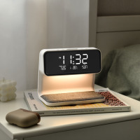 Réveil avec chargeur sans fil rapide 20W, support avec lampe et écouteurs, tension universelle 9-12V, sortie pour téléphone portable