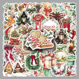 50 feuilles d'autocollants de Noël vintage en aquarelle, décorations de Noël élégantes, autocollants imperméables pour téléphones, ordinateurs portables et tablettes - Product Image 1