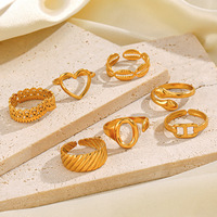 Nouvelle Collection : Bijoux en Acier Inoxydable Plaqué Or 18 carats – Bagues Ajustables Anti-ternissement avec Motifs Cœur Serpent et Double Chaîne
