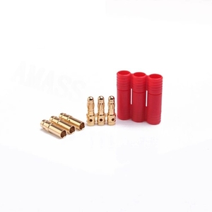 AMASS AM-1011A ชุดขั้วต่อแบบหัวกระสุนชุบทอง 3 พิน ขนาด 3.5 มม. พร้อมปลอกหุ้มไนลอน กระแสไฟต่อเนื่อง 35A สำหรับมัลติโรเตอร์และโมเดล RC - Product Image 5