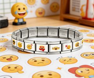 Braccialetto Modulare Italiano in Acciaio Inossidabile, Staccabile, Fai-da-Te, a Forma di Cuore, Trendy, Unisex, Gioielli Creativi alla Moda, Foto Personalizzate, Emojis Divertenti - Product Image 1