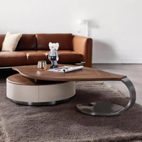 Table Basse de Luxe Ovale en Bois, Design Nordique Moderne, avec Piètement Métallique, pour Salon