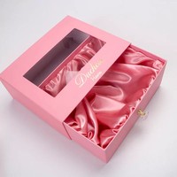 Boîtes d'emballage de luxe pour extensions de cheveux roses avec logo estampé et satin rose pour entreprises de vente en gros de produits capillaires, biodégradables