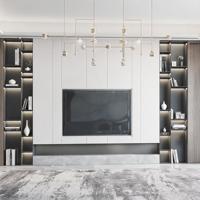 Meuble TV modulaire sans poignée, moderne, en MDF blanc, pour appartement, style Art Déco marron