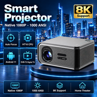 Projecteur 4K Android intelligent avec Wi-Fi, prise en charge de la résolution native 1080P, décodage vidéo 8K, haut-parleurs HiFi, équipement de divertissement