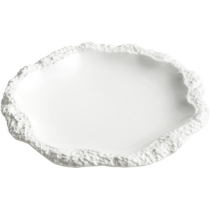 Plato de Postre de Cerámica Blanca Nórdica, Plato de Aperitivos con Textura de Roca Irregular, Plato de Frutas de Porcelana para Restaurante, Vajilla de Hotel - Product Image 6