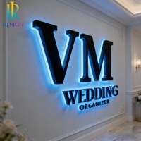 Enseigne lumineuse LED 3D personnalisée avec logo d'entreprise, lettres en métal miroir noir pour enseigne commerciale, panneau extérieur