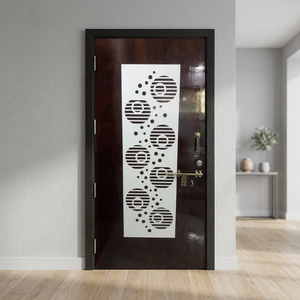 Puerta de Entrada Moderna HareKrishna de Corian, Cortada con Láser CNC, Diseño Decorativo Elegante para Hogar u Oficina - Product Image 3