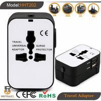Cargador de teléfono Dual USB 2.1A de acero inoxidable con enchufe mundial EU UK US AU y 2 puertos de salida EU UK US AU
