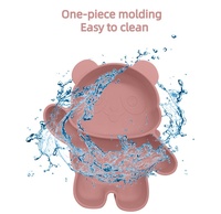 Assiettes divisées en silicone écologiques pour enfants, compatibles micro-ondes, non toxiques, avec ventouse, motif animal, faciles à nettoyer, pour repas de bébé
