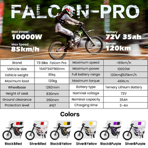 Veloce elettrico Dirt Bike 72v 10kw Mid Motor 79Bike Falcon Pro elettrico Enduro moto Mountain Dirt E Bike in nero E viola - Product Image 5